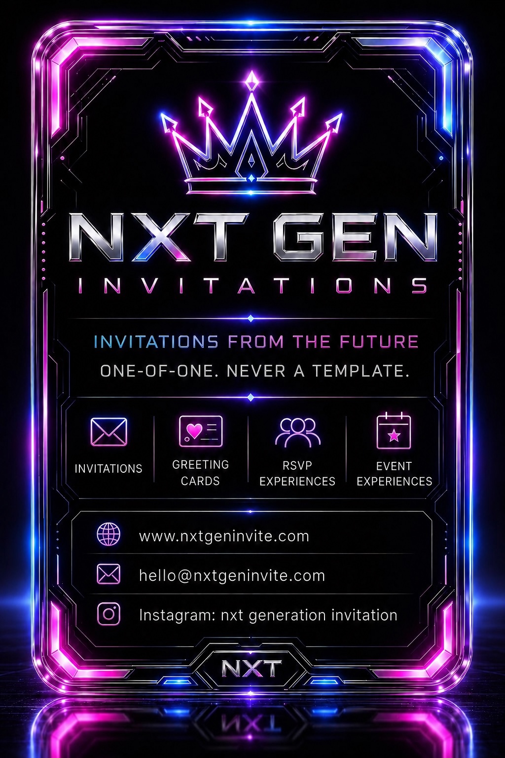 NXT GEN Invitations original neon Business Key front