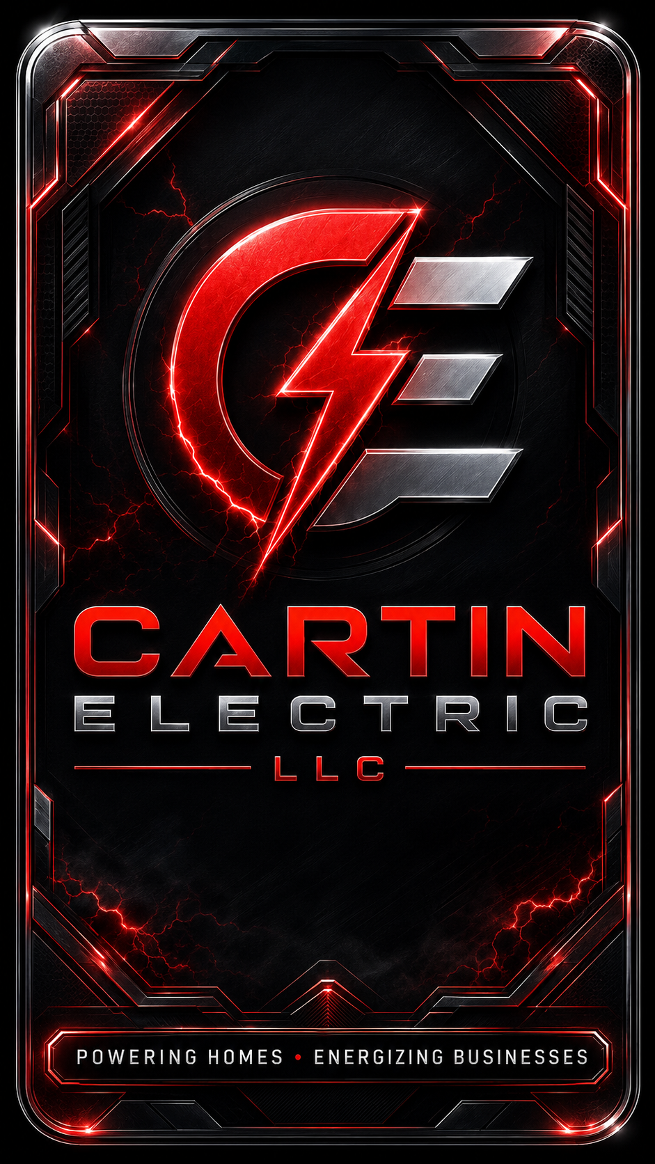 Cartin Electric red and chrome business key with lightning emblem